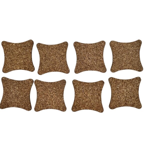 Signed Hand-Painted Cork Drink Coasters Set Of 8 With 70s Mushroom Design - Picture 4 of 5